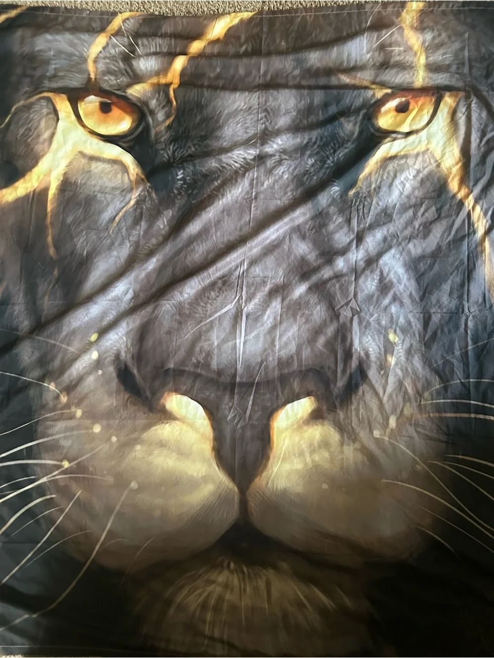Lion Face Printed Throw Blanket - Golden Eyes